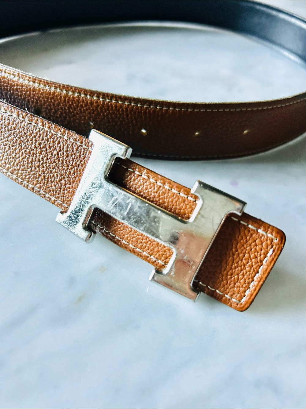 Hermès Constance H Buckle Tan Leather Belt